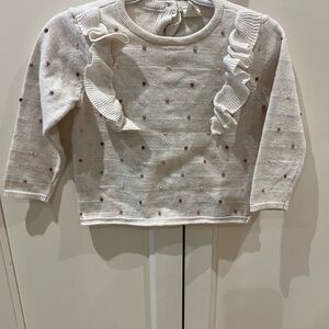 H&M Cream Sweater with Ruffles and Dots